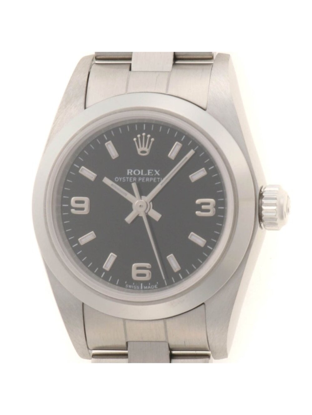 Rolex Oyster Watch SS Stainless Steel Black Automatic